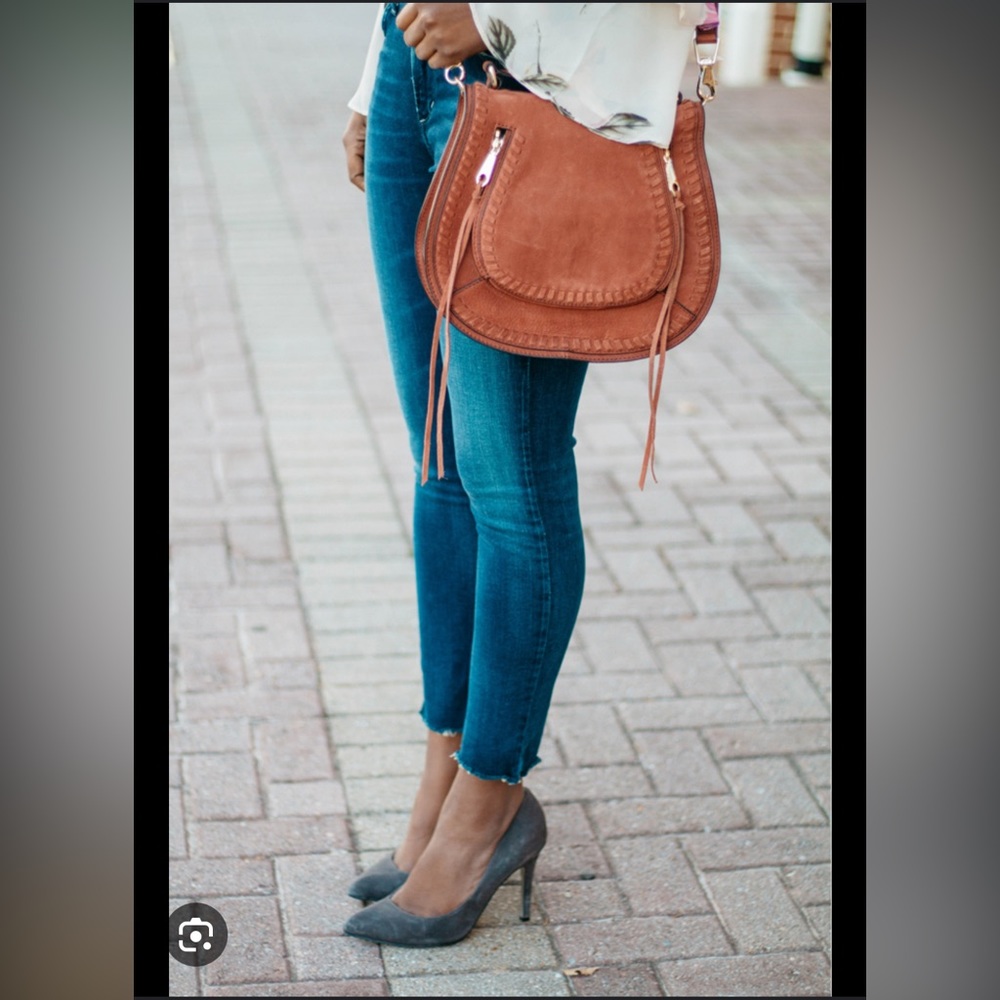Rebecca Minkoff Leather Vanity Saddle Bag Cognac - Picture 14 of 16